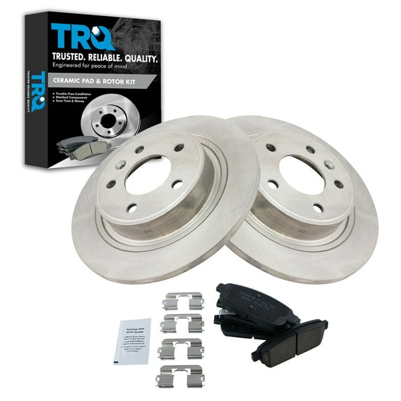 TRQ Rear Premium Posi Ceramic Disc Brake Pads & Rotor Kit for Chevrolet Cadillac BKA14201 Fits select: 2014-2015 CHEVROLET CRUZE, 2012-2017 BUICK VERANO