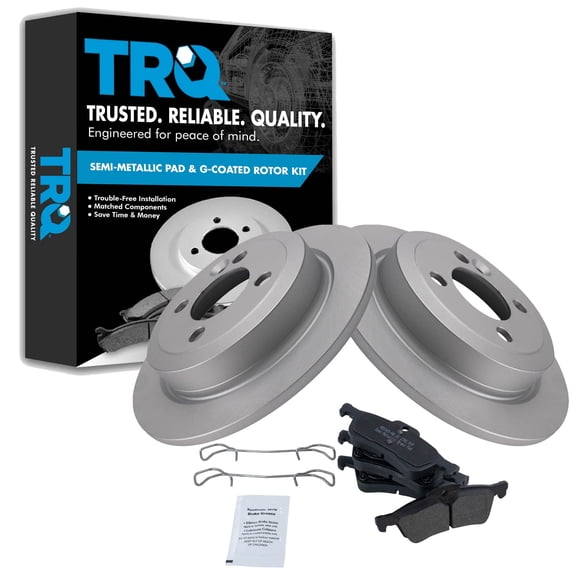 TRQ Rear Premium Semi-Metallic Brake Pad & Coated Rotor Kit Fits Select Mani Cooper