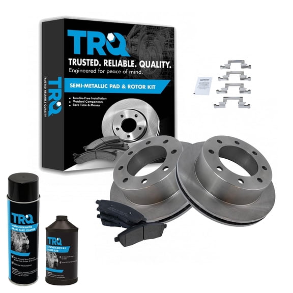 TRQ Rear Premium Semi Metallic Brake Pad & Rotor Kit w/Chemicals for Ford Truck BKA16973 Fits select: 1999-2004 FORD F250, 1999-2004 FORD F350