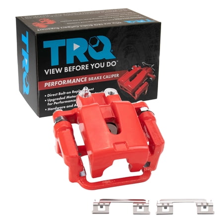 TRQ Rear Right Brake Caliper w/Bracket Performance Red Passenger Side Compatible with 2005-2016 Chrysler 300 2009-2016 Dodge Challenger 2007-2016 Charger 2005-2008 Magnum