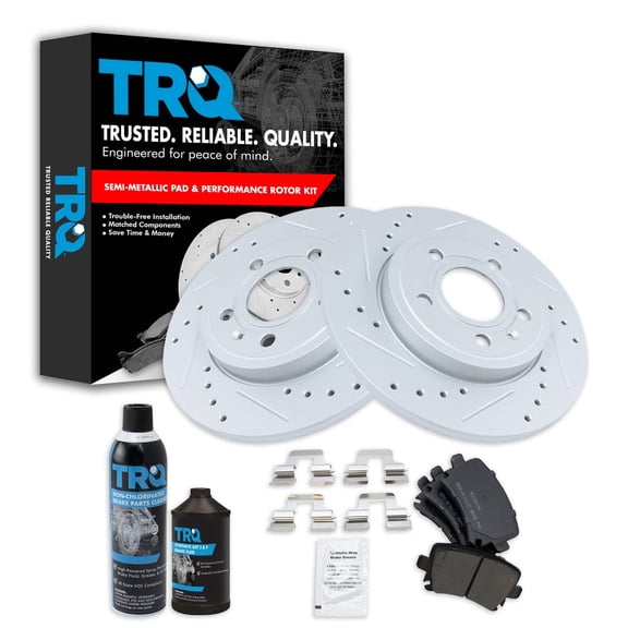 TRQ Rear Semi Metallic Brake Pad & 288mm Performance Rotor Kit Direct Fit BKA21510