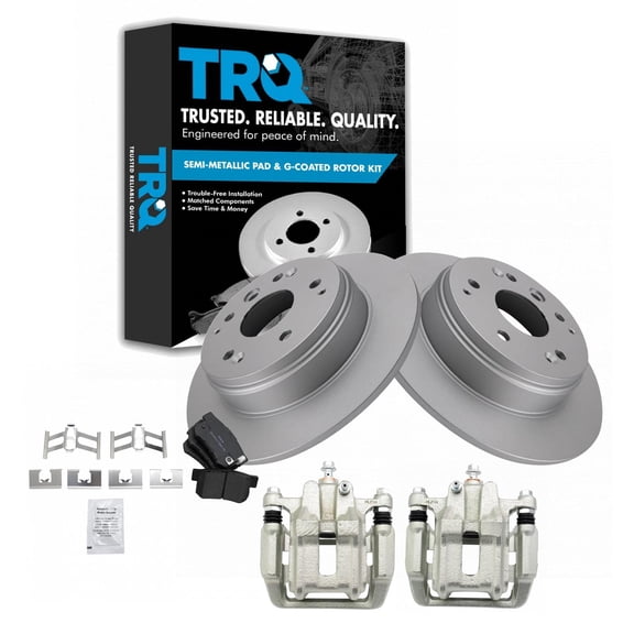 TRQ Rear Semi Metallic Brake Pad Coated Rotor & Caliper Kit for Acura TL Honda BKA23403 Fits select: 2003-2011 HONDA ELEMENT