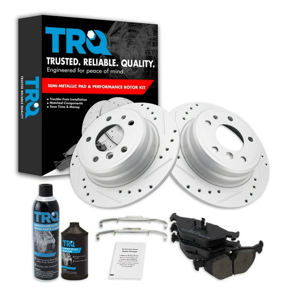 TRQ Rear Semi Metallic Brake Pad & Performance Rotor Kit for BMW 5 Series BKA21351