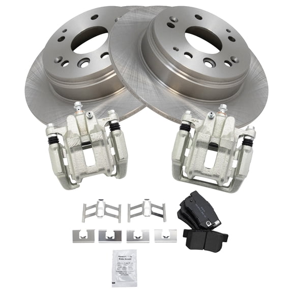 TRQ Rear Semi Metallic Brake Pad, Rotor & Caliper Kit for Acura TL Honda Element BKA14418