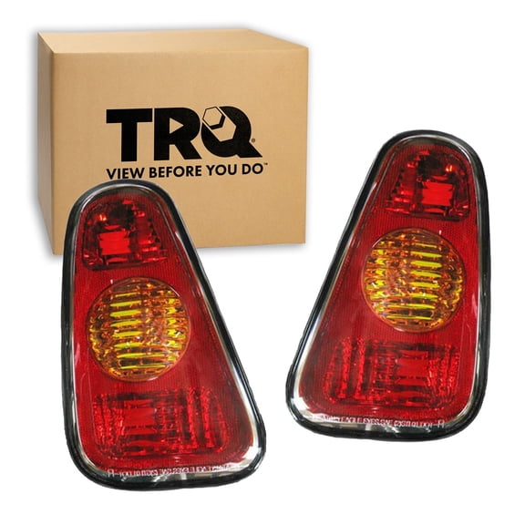 TRQ Rear Tail Lights Set Driver & Passenger Side Fits 2002 2003 2004 Mini Cooper with Bumper Mounted Reverse Light 2005 2006 Mini Cooper Hatchback with Bumper Mounted Reverse Light