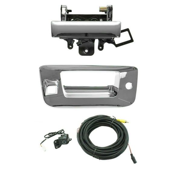 TRQ Rear View Camera Add On Kit w/ Wiring Harness Tailgate Handle & Bezel for GM ADA02012