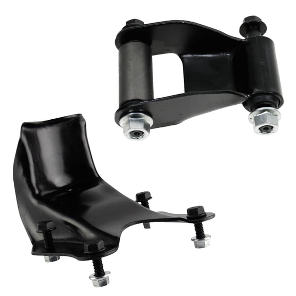 TRQ Rearward Leaf Spring Shackle & Bracket Hanger Set LH Driver or RH Passenger Side for 1986-1996 Ford F150 Pickup Truck / 1992-2007 E150 Econoline Van