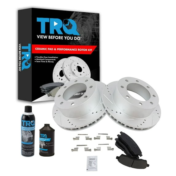 TRQ Rotor & Brake Pad Ceramic Performance Rear Kit w/Chemicals for Ford BKA18233 Fits select: 1999-2004 FORD F250, 1999-2004 FORD F350