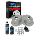 thumbnail image 1 of TRQ Rotor & Brake Pad Metallic Performance Drilled Slotted Rear Kit w/Chemicals BKA15374 Fits select: 2007-2011 TOYOTA CAMRY, 2007-2012 LEXUS ES, 1 of 8