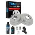 thumbnail image 1 of TRQ Rotor & Brake Pad Metallic Performance Drilled Slotted Rear Kit w/Chemicals BKA16129, 1 of 8