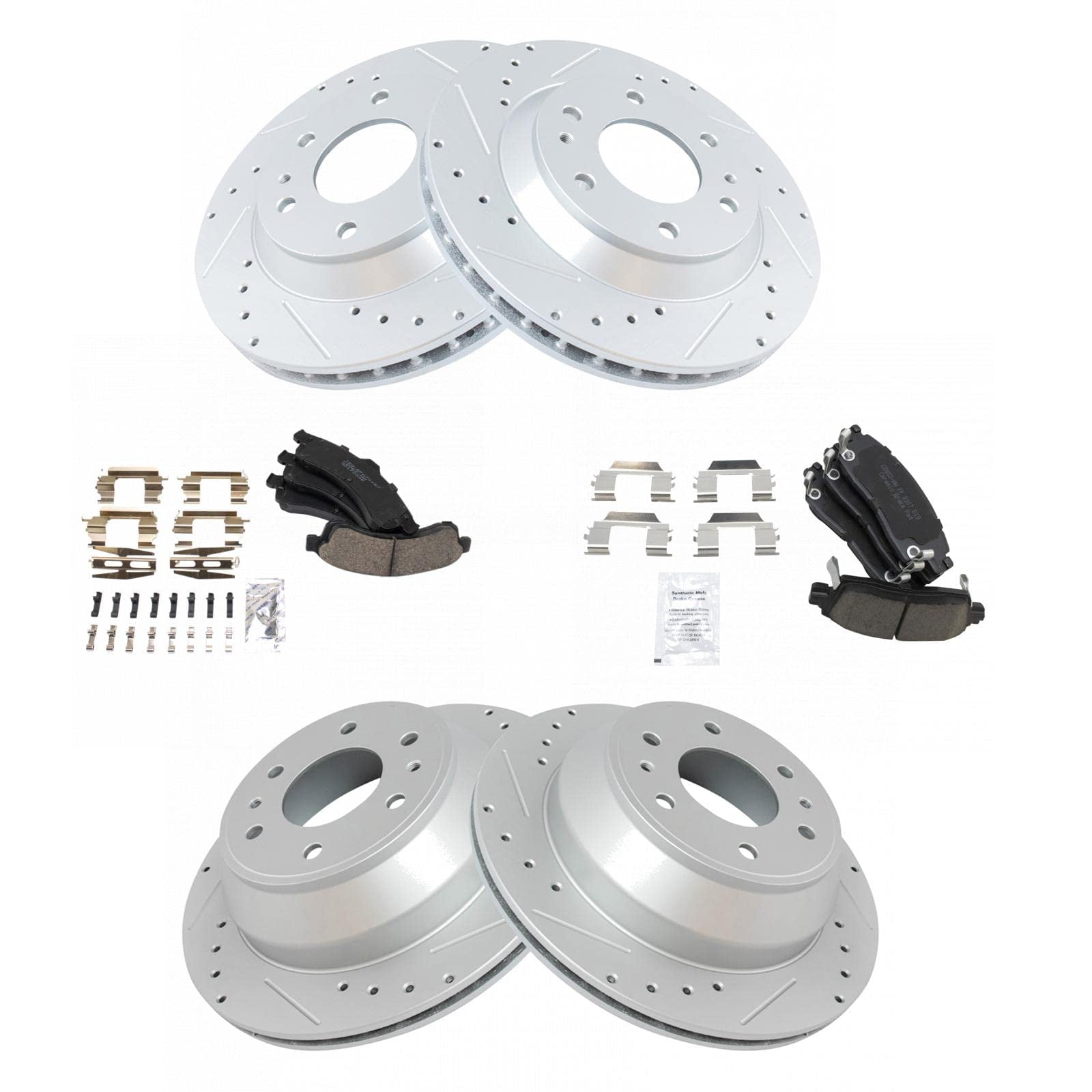 New Front Rear Performance Drilled & Slotted Brake Rotor & Posi Ceramic New Front Rear Performance Drilled & Slotted Brake Rotor & Posi Ceramic