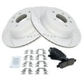 thumbnail image 1 of TRQ Rotor & Brake Pad Posi Ceramic Performance Drilled Slotted Rear Kit, 1 of 4