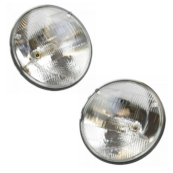 TRQ Round Sealed High Beam Headlights Headlamp Pair for Chevy GMC Ford Dodge HLA93559
