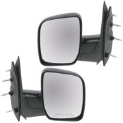 TRQ 2 Piece Driver and Passenger Side Mirror Assembly Set Manual Adjustment Fits 2008-2009 Ford E-150 E-250 E-350 Super Duty E-450 Super Duty