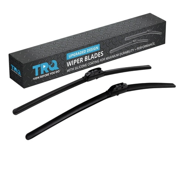 TRQ Silicone Coated Water Repellent Wiper Blades, 19in and 21in Automotive Windshield Wipers (Set of 2)