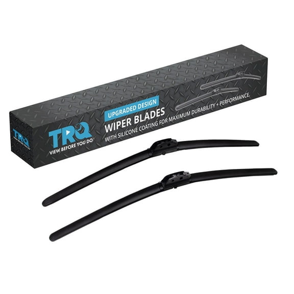 TRQ Silicone Coated Water Repellent Wiper Blades, 21in and 21in Automotive Windshield Wipers (Set of 2)