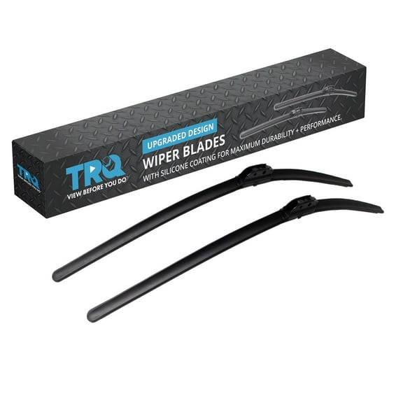 TRQ Silicone Coated Water Repellent Wiper Blades, 26in and 26in Automotive Windshield Wipers (Set of 2)
