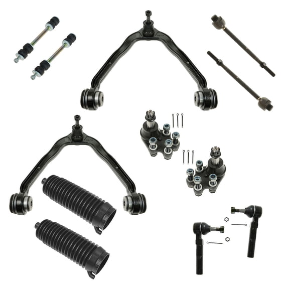 TRQ Front Steering & Suspension Kit Ball Joint Control Arm with Ball Joint Steering Rack & Pinion Bellow Sway Bar Stabilizer Link Tie Rod Fits Chevrolet