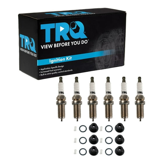 TRQ Spark Plug Kit 12 Piece Fits 2002-2005 Dodge Ram 1500 2004-2005 Dakota 2004-2005 Durango 2002-2004 Jeep Liberty
