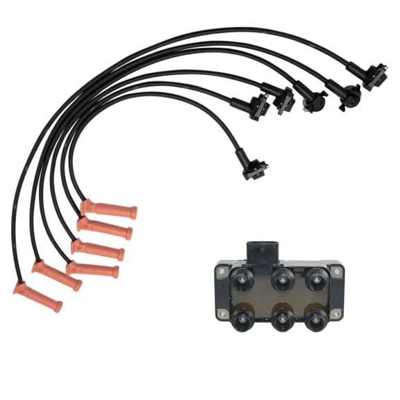 TRQ Spark Plug Wires & Ignition Coil Kit Set for Ford Mazda Truck SUV ICA66257