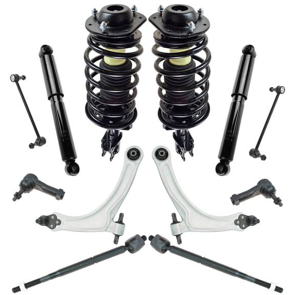 TRQ Front and Rear Steering & Suspension Kit Complete Strut & Coil Spring Assembly Control Arm with Ball Joint Shock Absorber Sway Bar Stabilizer Link Tie Rod Fits Chevrolet Pontiac