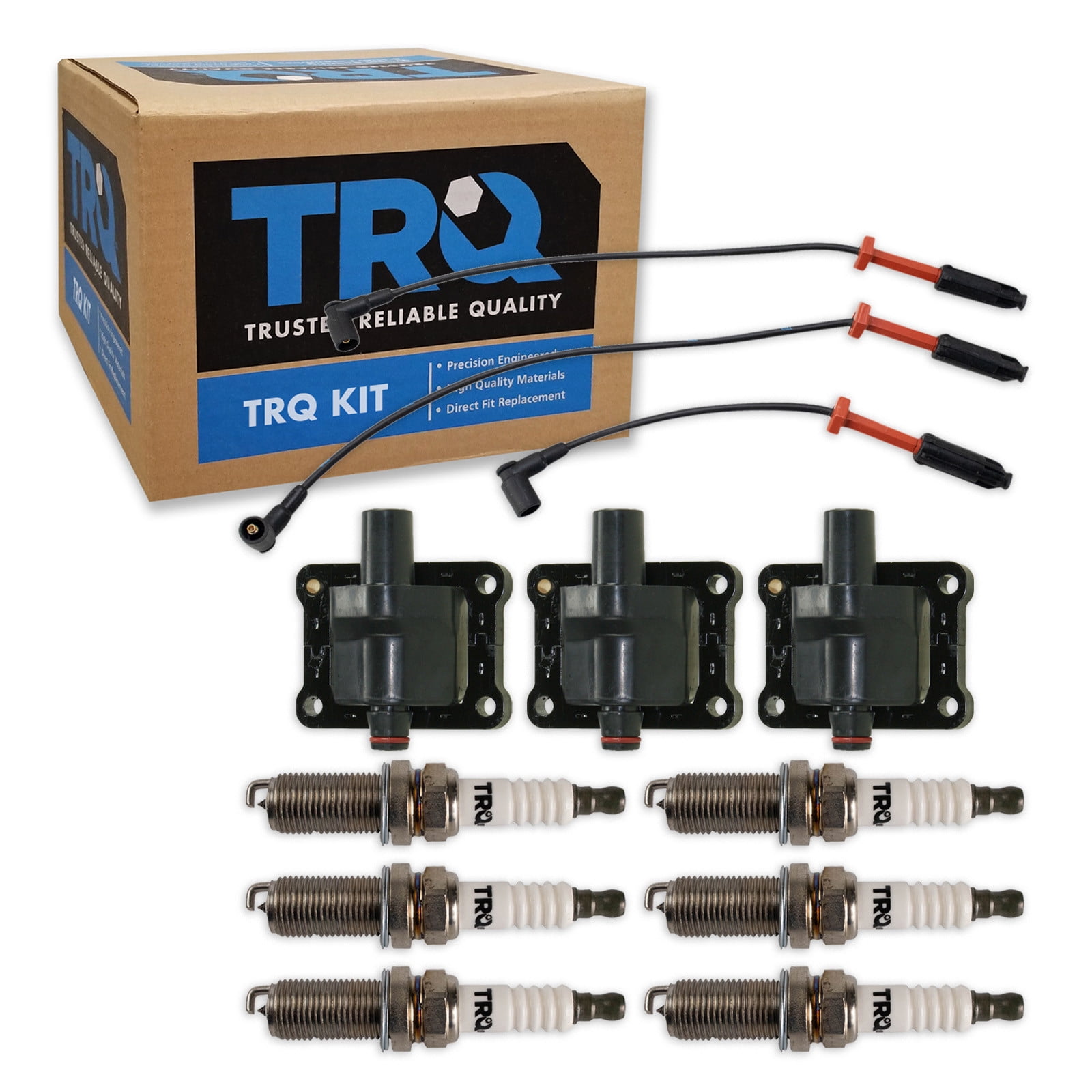TRQ Ignition Coil and Spark Plug Kit 10 Piece Iridium Spark Plugs Fits 1993 Mercedes-Benz 300E