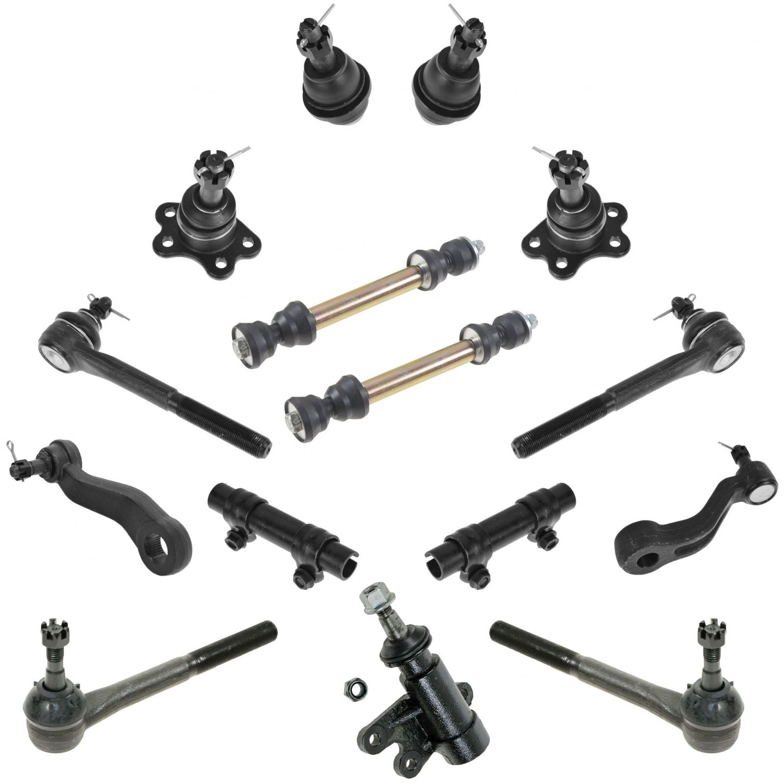 TRQ 15-Piece Front Steering & Suspension Kit For Chevy GMC Truck K1500/K2500 (95-00) - Ball Joints, Tie Rods, Sway Bar Links