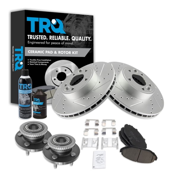 TRQ Wheel Bearing Hub w/ Brake Performance Rotor & Ceramic Pad Front BKA21868