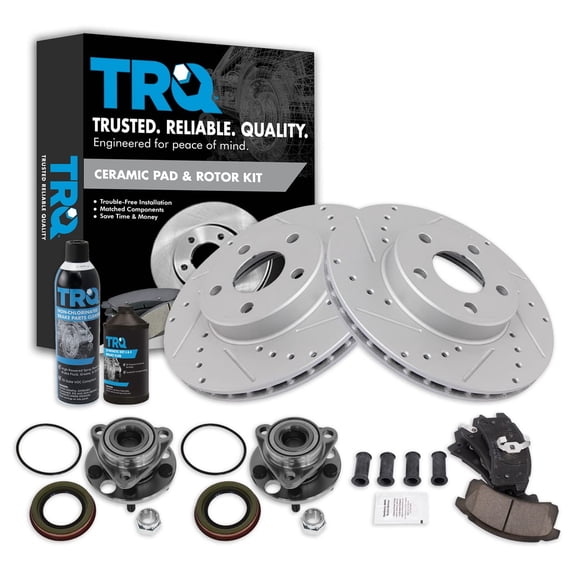 TRQ Wheel Hub Ceramic Brake Pad Performance Rotor Front Kit for Buick Chevy BKA21843 Fits select: 1992-1995 CHEVROLET CAVALIER, 1990-1995 PONTIAC GRAND AM
