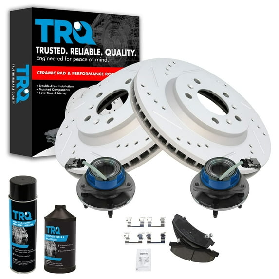 TRQ Wheel Hub Ceramic Brake Pad Performance Rotor Front Kit w/Chemicals BKA21840 Fits select: 2006-2013 CHEVROLET IMPALA, 2006-2011 BUICK LUCERNE