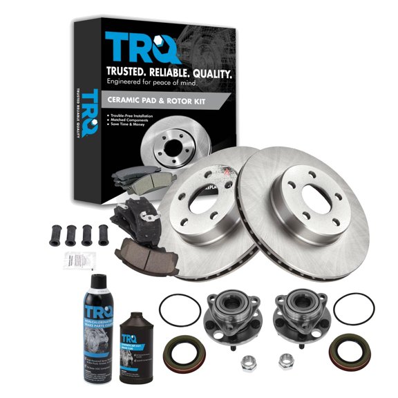 TRQ Wheel Hub Ceramic Brake Pad Rotor Front Kit w/Fluids for Buick Chevy Olds BKA16370 Fits select: 1992-1995 CHEVROLET CAVALIER, 1990-1995 PONTIAC GRAND AM