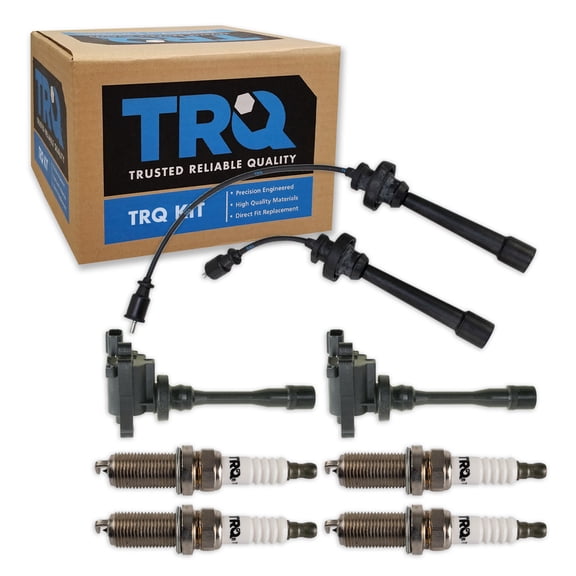 TRQ Ignition Coil and Spark Plug Kit 7 Piece Iridium Spark Plugs Fits 1997-2002 Mitsubishi Mirage 1998-2003 Galant 2000-2005 Eclipse 2002-2007 Lancer 2003 Outlander