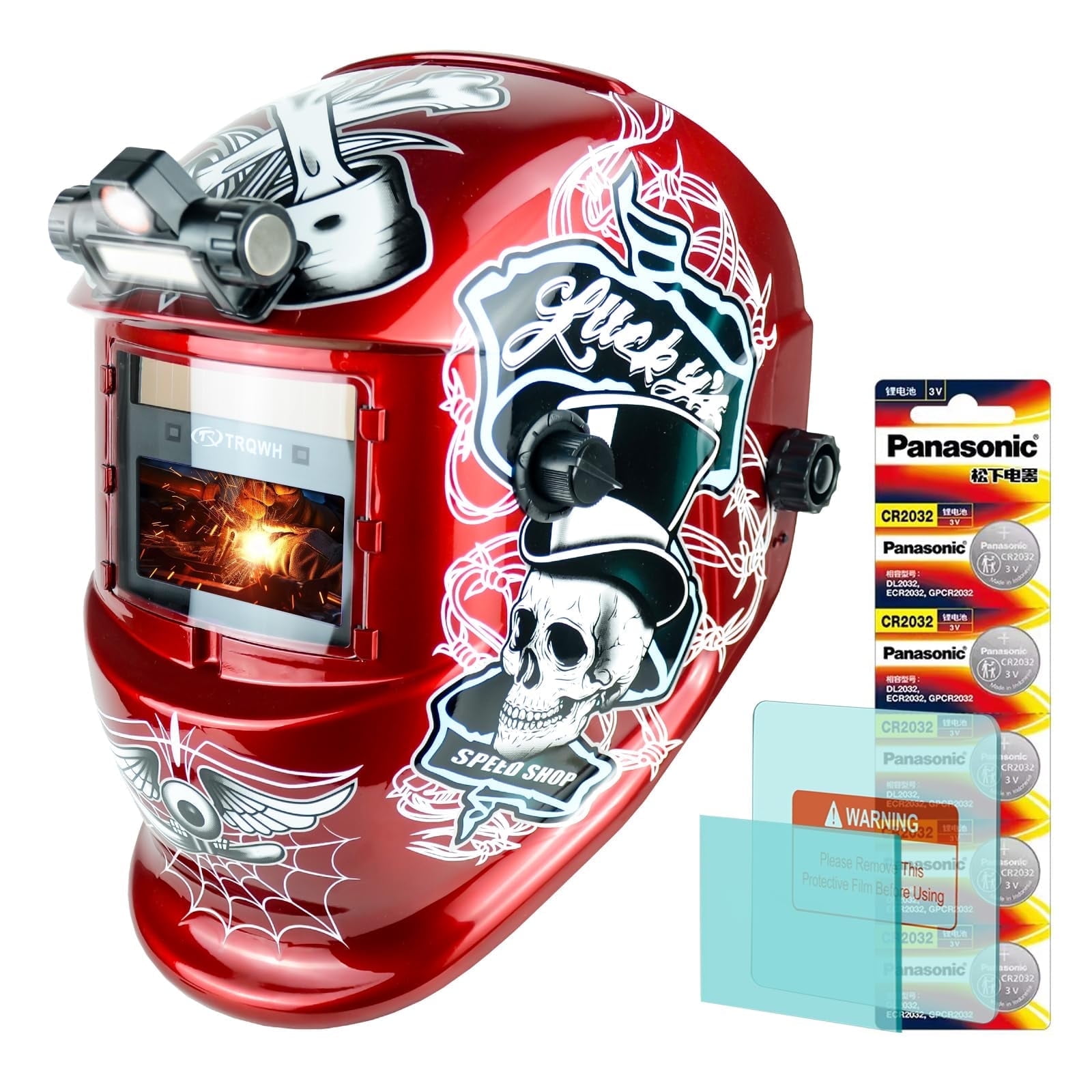 TRQWH Auto-Darkening Welding Helmet, Solar-Powered, 2 Sensors, True Color, Shade 9-13