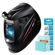 TRQWH Large View 3.94" x 3.15" Welding Helmet Auto Darkening Welding Hood with LED Light Solar Powered True Color 4 Arc Sensor Welding Mask Wide Shade 4/5-9/9-13 Weld Helmet with Grinding KTS-QLS02