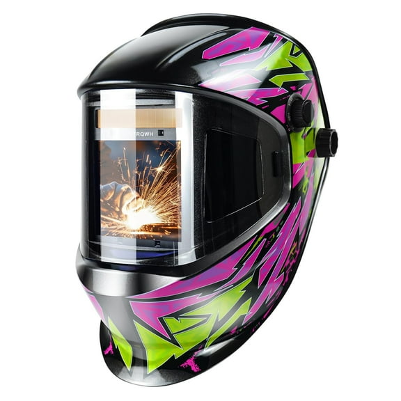 TRQWH Welding Helmet Auto Darkening Large Viewing True Color Solar Powered Welding Mask with 4 Arc Sensor Adjustable Wide Shade Range 4~5-8/9-13 Welder Mask with Grinding