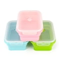 thumbnail image 1 of TRRCYLP 3Pack 1200ml Collapsible Silicone Food Storage Containers with Lid 40OZ Foldable Lunch Bowl for Microwave Freezer Dishwasher Safe Rectangle, 1 of 7