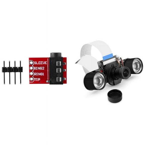 TRRS 3.5mm Jack Breakout Board with Night Vision Camera Module for Raspberry Pi 4, Video OV5647 Sensor Webcam Kit