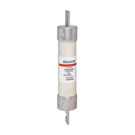 TRS-R Tri-Onic Time-Delay/Class RK5 Fuse, 600VAC/600VDC, 200kA /100kA DC, 80 Ampere, 1-5/16" Diameter x 7-7/8" Length