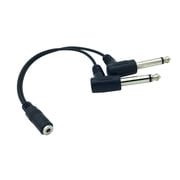 TRS Stereo 3.5mm Female Jack to Dual 6.35mm Male Plug Mono TS Right Angle Audio Adapter Y Splitter Cable Mixer Cable