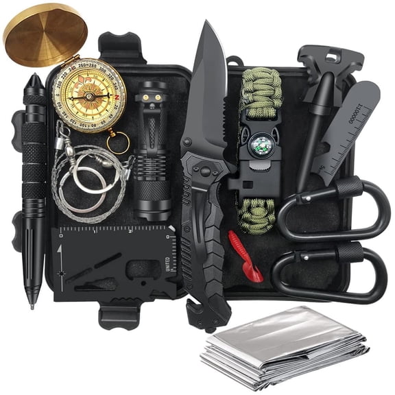 TRSCIND 14-in-1 Survival Kit for Men - Gifts for Dad, Husband, Boyfriend - Fishing, Hunting, Camping Gear & Cool Gadgets (Father's Day, Birthday, Anniversary)