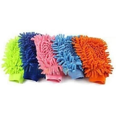 TRTO 2x Random Color Microfibre Wash Mitt Ultra Soft Car Wash Glove Hand Wash Kitchen Home Easy To Use and Cleans