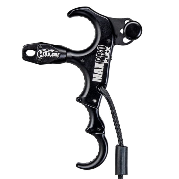 T.R.U. Ball Max Pro Flex 4 Finger Thumb Release, Aluminum/Brass, Black Handle with Lanyard (TMPF-BK)
