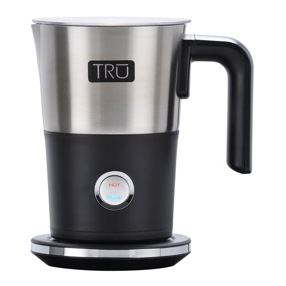 TRU Electric Milk Frother - Foam Maker for Lattes, Cappuccinos, Iced Coffee & More - One-Touch Operation & Precision Spout - Hot & Cold Milk Frother with Automatic Shut-Off - 10 Oz