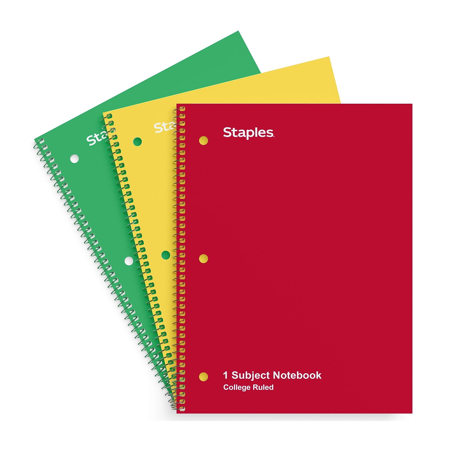 Staples TRU RED 1-Subject Notebook 8" x 10.5" College Ruled 70 Sheets Assorted Colors TR58375M