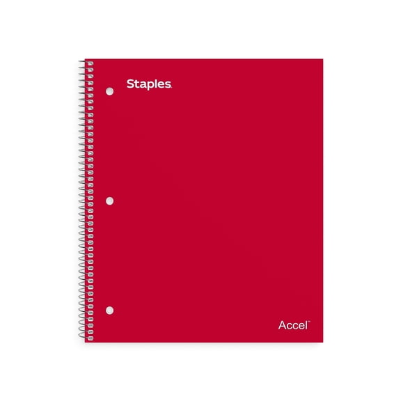Staples TRU RED 2-Subject 8.5 x 11 College Ruled Red TR58312M