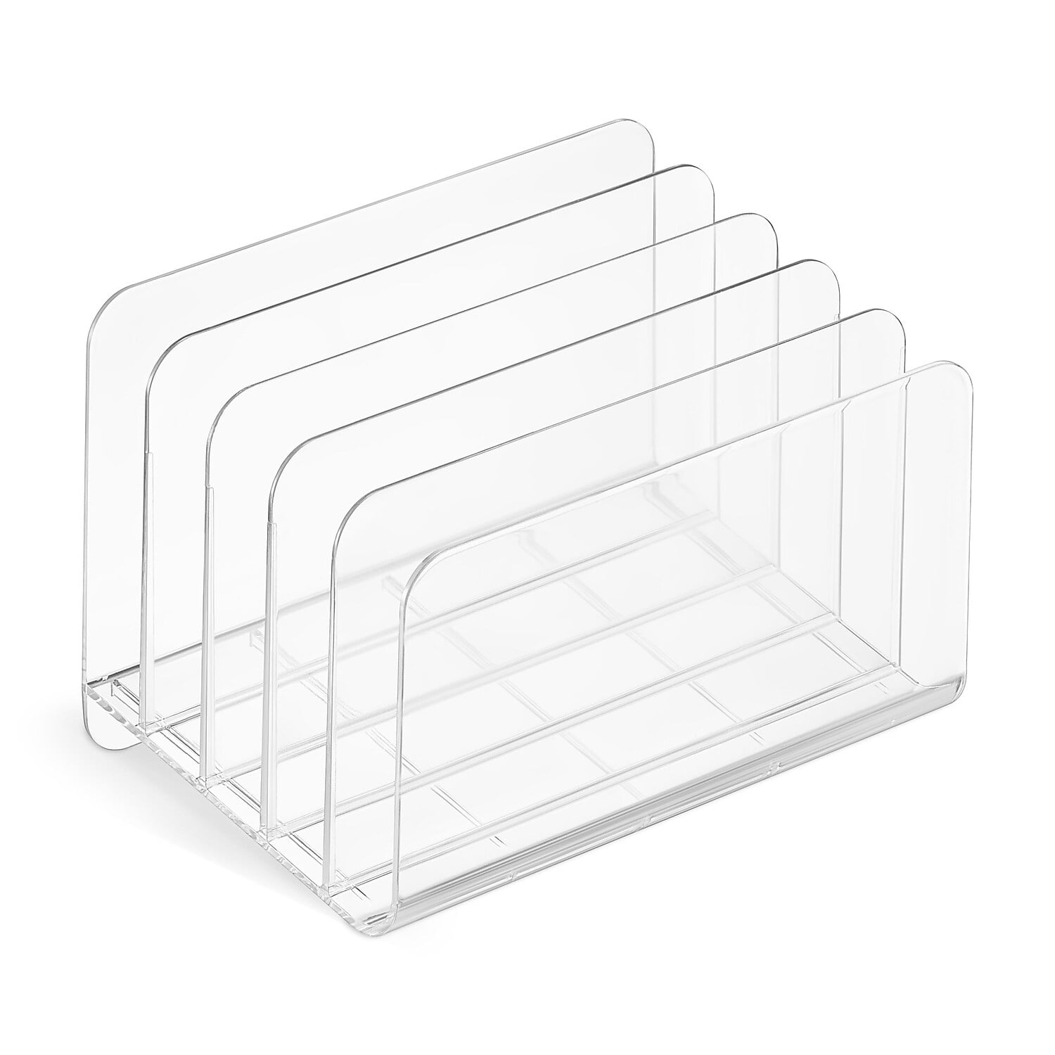 Clear Plastic Multi-Supply Desk Organizer with 5 Compartments