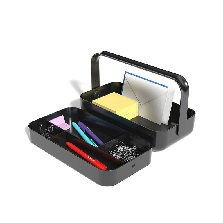 Plastic Desktop Caddy, 5 Compartments, 4.33 x 11.5 x 8.07, Black Plastic Desktop Caddy, 5 Compartments, 4.33 x 11.5 x 8.07, Black