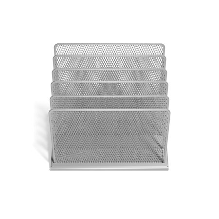 Staples TRU RED 5 Compartment Wire Mesh File Organizer Silver TR57555-CC