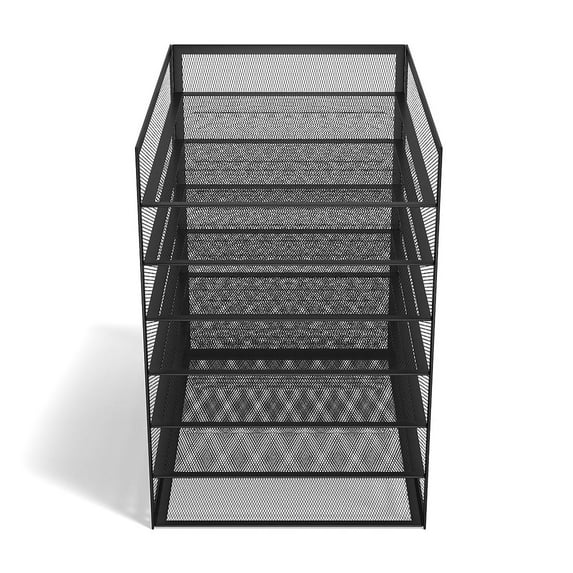 TRU RED 6 Compartment Wire Mesh File Organizer Matte Black TR57565-CC