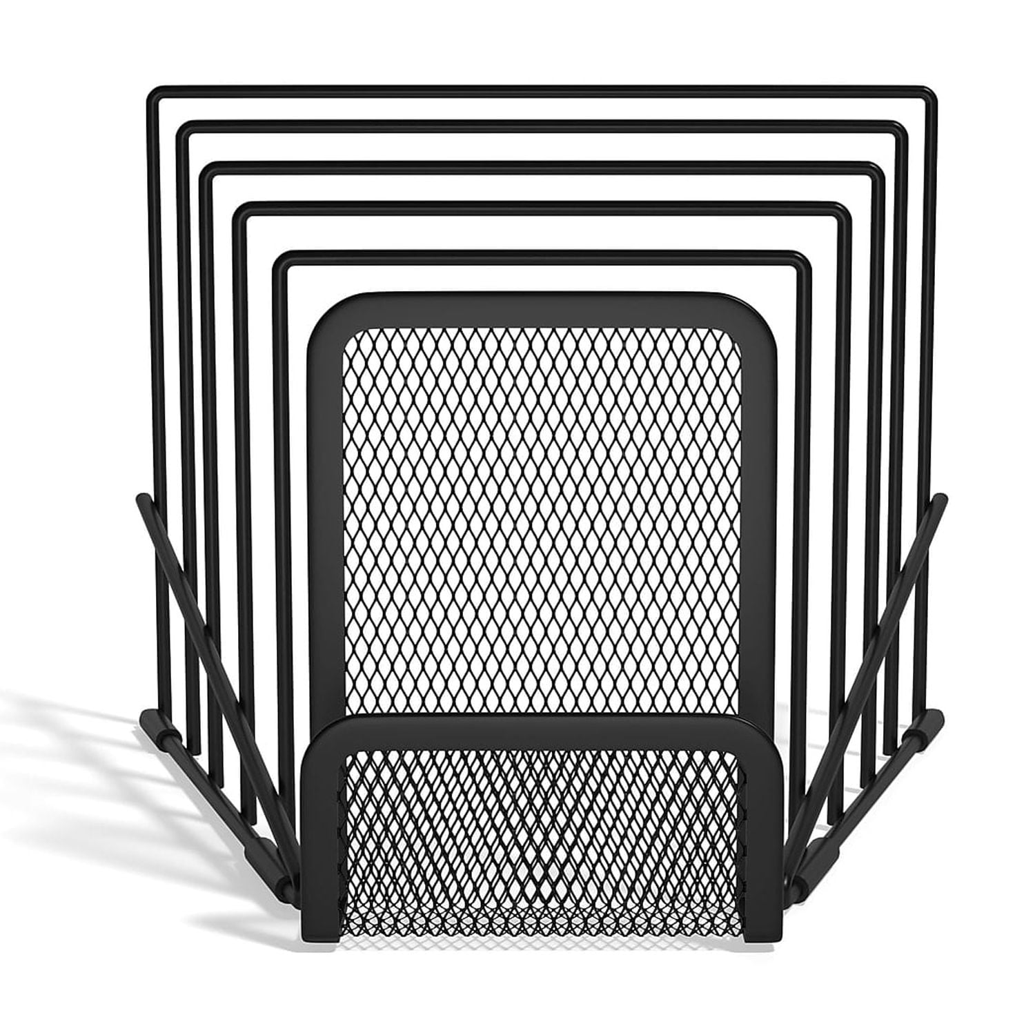 Matte Black 6-Compartment Metal Mesh Letter Holder